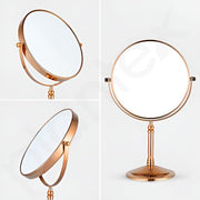 Plantex Stainless Steel Magnifying Tabletop Round Mirror/Shaving Mirror For Bathroom/Zoom Mirror For Bathroom/Makeup Mirror With Stand/Shaving Mirror Magnifying/Dual-Side 360 Swivel Mirror- Rose Gold