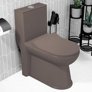 Plantex Platinum Ceramic Western Commode/Rimless Washdown One Piece Western Toilet/Commode for Bathroom with Soft Close Toilet Seat - S Trap Outlet (Choco)