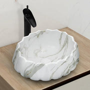 Plantex Ceramic Basin for Bathroom/Table Top Wash Basin/Washbasin for Living Room, Restaurant (Marble Finish, 17 x 15 x 6 Inch)
