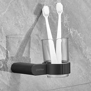 Plantex Tumbler Holder for Bathroom/Aluminium Toothbrush Holder/Bathroom Accessories - Pack of 1 (Black)