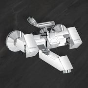 Plantex Pri-317 Pure Brass Telephonic Wall Mixer with Crutch Arranging of Hot & Cold Water with Water Saving Nozzle for Bathroom and Brass Wall Flange (Chrome)