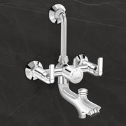 Plantex Pure Brass Wall Mixer for Bathroom 3 in 1 with L-Bend Provision for Overhead and Hand Shower/Mixer Tap for Bathroom with Water Saving Nozzle and Brass Wall Flange (Bal-519-Chrome)