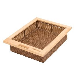 Plantex Wooden and PVC Wicker Basket/Pull Out Cabinet Organizer/Wicker Basket for Modular Kitchen Storage -Pack of 1 (20 x 16.5 x 6 inch)