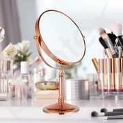 Plantex Stainless Steel Magnifying Tabletop Round Mirror/Shaving Mirror For Bathroom/Zoom Mirror For Bathroom/Makeup Mirror With Stand/Shaving Mirror Magnifying/Dual-Side 360 Swivel Mirror- Rose Gold