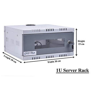 Plantex CCTV/DVR/NVR Cabinet Box/DVR Rack Wall Mount with Lock/Network Rack/Server Rack with Power Socket - 1U