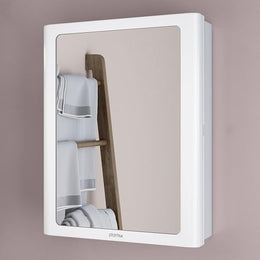 Plantex Bathroom Cabinet with Mirror/ABS Bathroom Storage Organiser/Multipurpose Shelf/Wall Mount Mirror Cabinet for Wash Basin (14x18 Inch, White)