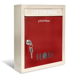 Plantex Wall Mount A4 Size Letter Box - Mail Box/Letter Box for Home gate with Key Lock (Red & Ivory)