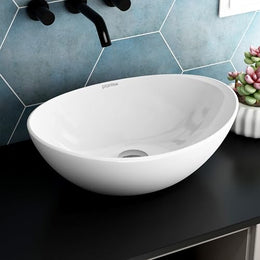 Plantex Ceramic Table Top Oval Wash Basin for Bathroom/Countertop Bathroom Sink/Bathroom Basin with 10 Years Glaze Warranty by Plantex (White - 16.5 x 13.5 x 7 Inch)