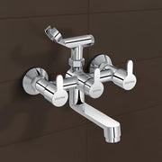 Plantex Telephonic Brass Wall Mixer for Bathroom 2 in 1/Spout Mixer Tap/Hand Shower/Mixer Tap for Bathroom with 7-Year Manufacturer's Warranty-(Flo-817 Chrome)