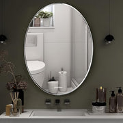 Plantex Frameless Oval Mirror for Wall/Bathroom/Dressing Room/Living Room/Bedroom/Entryway - Bathroom Accessories (18 X 24 Inch)