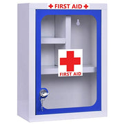 Plantex First Aid Box/Emergency Medicine Storage Box/First Aid Kit Box/Medical Box for Home, School & Office/Lockable with Multi Compartment - (Blue & White) Ã¢â‚¬â€œ Big Size Wall Mount Ã¢â‚¬â€œ Metal