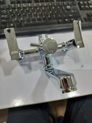 Plantex Pure Brass 2-in-1 Wall Mixer with Brass Wall Flange & Teflon Tape/Mixer Tap for Bathroom with Overhead Shower Provision and Long Bend Pipe/Bathroom Tap/Taps for Bathroom-(Star, Chrome)