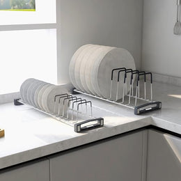Plantex Stainless Steel Plate Rack/Thali Stand/Tandem Box Plate Stand/Dish Racks/Plate Holder for Modular Kitchen- Set of 2 (Chrome)
