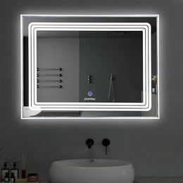 Plantex Glass LED Mirror for Bedroom/Wall with 3 Lighting Option/Smart Mirror for Living Room/Bedroom/Dressing Room - Rectangle Shape (18 X 24 Inch)