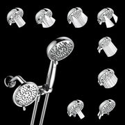 Plantex ABS 8 mode Bathroom Shower Set with 304 Stainless Steel 1.5 meter Flexible Hose Pipe/Handheld Shower Head with 10-inch Round Shower Head-Chrome
