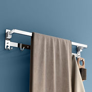 Plantex Stainless Steel Folding Towel Rod with Hooks/Towel Rack for Bathroom/24 Inch Towel Bar/Hanger/Stand/Bathroom Accessories - Pack of 1 (Chrome)