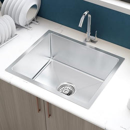 Plantex Guranteed Stainless Steel 304 Grade Kitchen Sink/Handmade Sink for Kitchen with 7 Years of Warranty by Plantex/Single Bowl Sink with All Fittings & Drying Rack (Silver Matt-22x18 Inches)