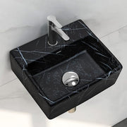 Plantex Ceramic Wall Hung Wash Basin for Bathroom/Square Tabletop Basin/Bathroom Hand Wash Sink/Wall Mount Washbasin for Restaurant/Hotel (Black- 13x11.5x5 Inch)