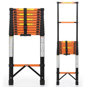 Plantex 3.9m (12.79 ft.) Telescopic Ladder/Carbon Steel 10-Steps Portable & Compact Ladder/Foldable Multipurpose Collapsible Ladder for Home & Outdoor Use - (Orange)