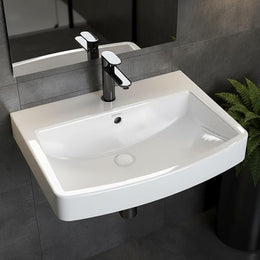 Plantex Platinum Ceramic Rectangular Wall Hung Basin/Washbasin for Bathroom/Wall Mounted Wash Basin/Sink for Living Room with 10 Years Glaze Warranty by Plantex(Glossy White - 20 x 15 x 8 Inch)