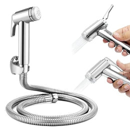 Plantex Jet Spray for Toilet/ABS Health Faucet with 1 Meter Shower Hose Pipe and Wall Hook/Health Faucet Set for Bathroom/Hand Gun for Toilet - (Jecquar, Chrome)