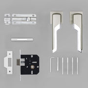 Plantex Heavy Duty Door Lock ÃƒÂ¢Ã¢â€šÂ¬Ã¢â‚¬Å“ Bathroom Door Lock/Mortise Keyless Handle Set for Home/Bathroom/Store Room/Balcony/Office with Baby Latch (7093 ÃƒÂ¢Ã¢â€šÂ¬Ã¢â‚¬Å“ Satin White & Chrome Finish)