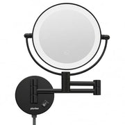 Plantex Brass and 304 Stainless-Steel Magnifying Mirror with LED/Wall Mount Makeup Mirror with Light/Zoom Mirror- 5x/1x Magnification (8 Inch-Black)