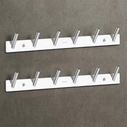 Plantex Wall Hooks for Hanging Cloth/Stainless Steel Towel Hangers/Bathroom Robe Hooks/Door Hangers/Round Wall Hook/Hook Rail for Hanging Keys - 6 Hooks (Pack of 2, Chrome)