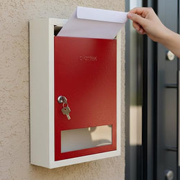 Plantex All in 1 Multipurpose Big Size Letter/Complaint/Suggestion/Donation Box With Lock - Table Top or Wall Mount (Red & Ivory)
