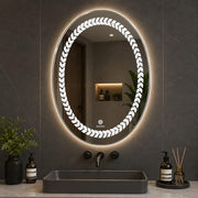 Plantex Light Mirror for Bathroom/LED Mirror for Wall with 3 Tone/Designer Mirror for Living Room/Bedroom/Dressing Room - Oval Shape (18 X 24 Inch)