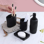 Plantex Resin Bathroom Accessories Set/Soap Holder for Bathroom/Toothbrush Holder/Tumbler Holder/Liquid Soap Dispenser - 4 Piece(Black)