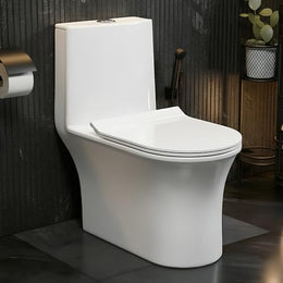 Plantex Ceramic Commode For Toilet/One Piece Western Commode With Rimless Siphonic Flush/Commode With Soft Closing Toilet Seat - S Trap - (Hexa, White)
