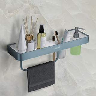 Plantex Cloth Hanger for Bathroom/Acrylic Hook Rail with Hooks/Towel Hanger/Wall Mount Hook Rail Bar for Kitchen/Key Holder (Grey and Milky White)