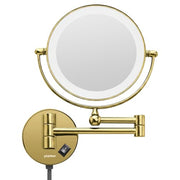 Plantex Brass and 304 Stainless-Steel Magnifying Mirror with LED/Wall Mount Makeup Mirror with Light/Zoom Mirror- 5x/1x Magnification (8 Inch-Gold)