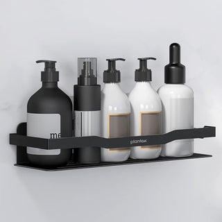 Plantex Self Adhesive Bathroom Shelf/Stainless Steel Bathroom Organiser/Wall Adhesive Shelf/No Drill Bathroom Shelves/Kitchen Organizer-Pack of 1(12x4 Inch, Black)
