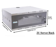 Plantex CCTV/DVR Rack/NVR/CCTV Box/Network Rack/Cabinet/with Lock/Server Rack with Power Socket - 2U - Wall Mount - (Metal) Transparent Glass Door Cabinet Box with keylock