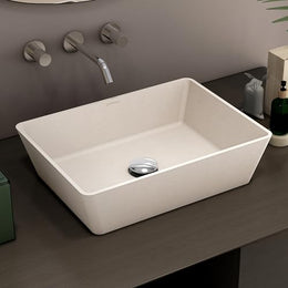 Plantex Granite Quartz Counter Top WashBasin/Rectangle Tabletop Wash Basin/Vessel Sink Wash Basin Over Counter for Home/Restaurant (Peach Ivory - 18 x 13 x 5 Inch)