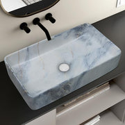 Plantex Ceramic Table Top Wash basin For Bathroom/Hand Wash Sink/Rectangle Countertop Washbasin For Home/Office/Hotel - (Marble White)