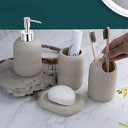 Plantex Resin Bathroom Accessories Set/Soap Holder for Bathroom/Toothbrush Holder/Tumbler Holder/Liquid Soap Dispenser - 4 Piece(Beige, XY-PS-005)