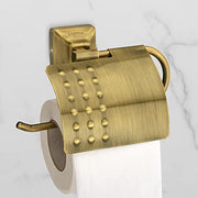 Plantex 304 Grade Stainless Steel Washroom Set of 2 - Toilet Paper Holder/Stand/Liquid Soap Dispenser - Squaro (Brass Antique)