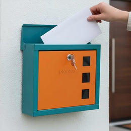 Plantex GI Steel Letter Box/Complaint Box/Small Suggestion Box for Office/Post Box for Home/Wall Mount Mail Box - (Green & Orange)