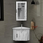 Plantex Unbreakable Wall Mount Vanity Cabinet with Washbasin and Mirror/Corner Basin with Cabinet for Bathroom - (484, White)