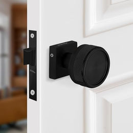 Plantex Heavy Duty Door Lock – Bathroom Door Lock/Mortise Keyless Knob Handle Set for Home/Bathroom/Store Room/Balcony/Office with Baby Latch (604 - Black)