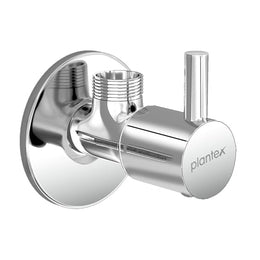 Plantex Single Lever Angle Cocke for Bathroom with Brass Spindle/Angle Valve with Wall Flange and Teflon Tape/Stop Cock for Wash Basin/Kitchen- Pack of 1 (MKS-1274-Chrome)