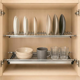 Plantex Stainless Steel Dish Plate Rack Drainer/600mm GTPT Tray for Kitchen/Cabinet Kitchen Organizer for Quick Drying and Storage - Set of 3 Pcs (Chrome)