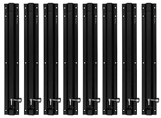 Plantex Stainless Steel 12-inch Tower Bolt/Tower Bolt for Home,Offices Doors and Windows/Tower Bolt for Main Door/Wardrobe Door Latch/Kundi/Chitakini/Door Latch for Windows (Black Finish, Pack of 8)