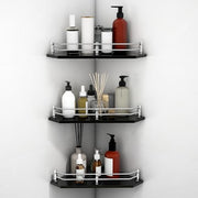 Plantex Glass Corner Shelf for Bathroom/Kitchen Glass Shelf/Bathroom Corner Shelf (Diamond-Black -9x9 Inches- Pack of 3)