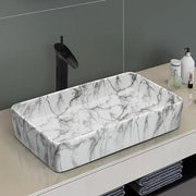 Plantex Ceramic Washbasin for Bathroom/Table Top Marble Finish Basin/Countertop Wash Basin for Home/hotel/Restaurant (24 x 13 x 5 Inch)