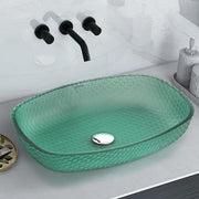 Plantex Luxury Glass Basin/Table Top Matt Wash Basin Over Counter/Countertop Basin for Bathroom & Living Room (Green - 21 x 15.5 x 4 Inch)
