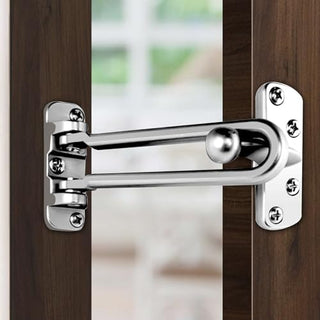Plantex Heavy Duty Swing Bar Lock/Door Safety Guard with High Security Auxiliary Lock for Home/Office/Hotel - Pack of 3 (SH-42, Silver, Chrome Finish)